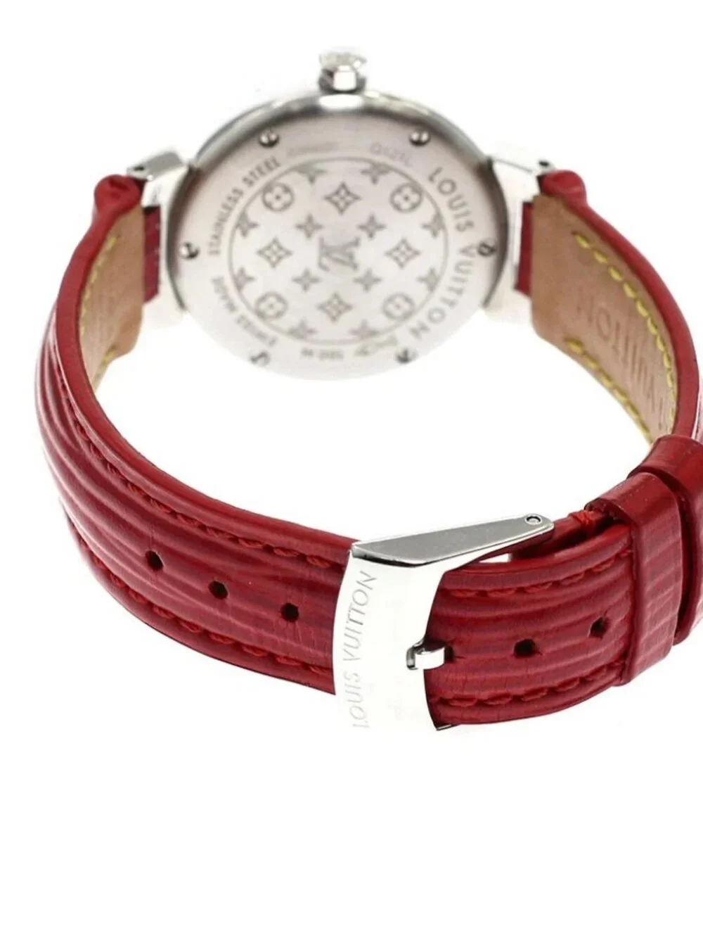 LOUIS VUITTON Tambour Forever Q121L diamond Red Dial Quartz Ladies Watch
